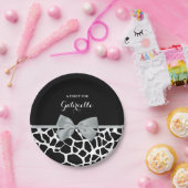 Assiettes En Carton Chic noir et blanc Giraffe Imprimer Argent Gris Bo (Fête)