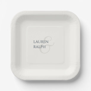 Assiettes En Carton Chic noir et ivoire Couple Monogramme