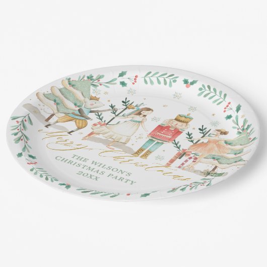 Assiettes En Carton Chic Nutcracker Ballet Joyeuse fête de Noël (Angle)