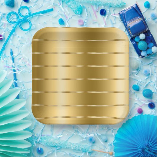 Assiettes En Carton Chic Or Ruban Jaune Doré pour Mariage (Fête)