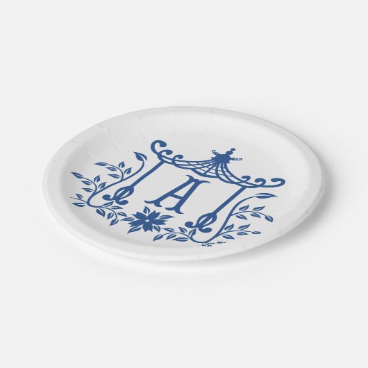 Assiettes En Carton Chic Pagode Monogramme A (Angle)
