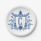 Assiettes En Carton Chic Pagode Monogramme C Plaque en papier (Devant)