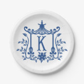 Assiettes En Carton Chic Pagode Monogramme K Plaque en papier (Devant)