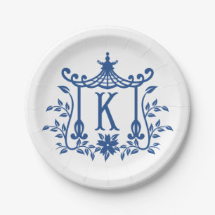 Assiettes En Carton Chic Pagode Monogramme K Plaque en papier