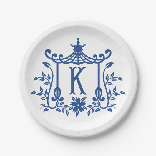 Assiettes En Carton Chic Pagode Monogramme K Plaque en papier (Devant)