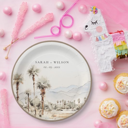Assiettes En Carton Chic Palm Springs California Mariage paysager (Fête)