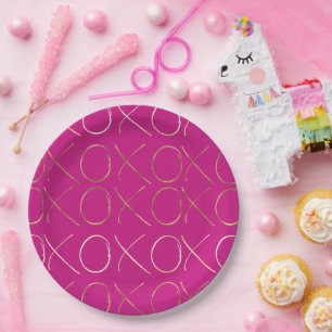 Assiettes En Carton Chic Pink Gold Glam XOXO