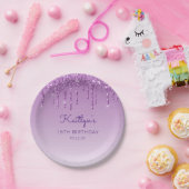 Assiettes En Carton Chic Purple Parties scintillant Drip 16e fête d'an (Fête)
