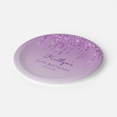 Assiettes En Carton Chic Purple Parties scintillant Drip 16e fête d'an (Angle)