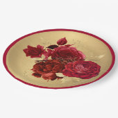 Assiettes En Carton Chic Red Gold Roses Floral (Angle)