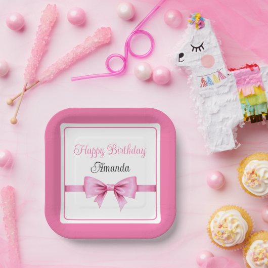 Assiettes En Carton Chic rose Aquarelle Bow Sweet 16 Anniversaire (Fête)
