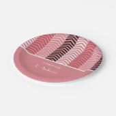 Assiettes En Carton Chic Rose Chevron Grille Avec Nom (Angle)
