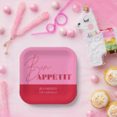 Assiettes En Carton Chic Rose Chic Bon Appétit Script Anniversaire (Fête)