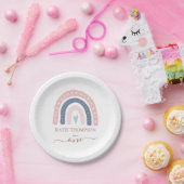 Assiettes En Carton Chic rose et bleu arc-en-ciel Boho premier anniver (Fête)