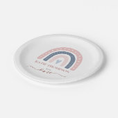 Assiettes En Carton Chic rose et bleu arc-en-ciel Boho premier anniver (Angle)