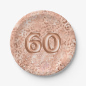 Assiettes En Carton Chic Rose Gold Empreinte de léopard 60e anniversai (Devant)