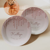 Assiettes En Carton Chic Rose Gold Parties scintillant Drift Graduatio