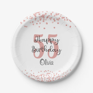 Assiettes En Carton Chic Rose Gold Parties scintillant HEUREUX 55ème a