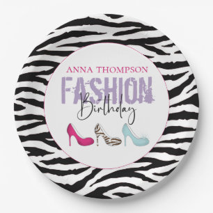 Assiettes En Carton Chic rose moderne Anniversaire Fashion Chaussures