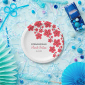 Assiettes En Carton Chic rouge cerisier fleurs florales Anniversaire b (Fête)