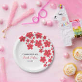 Assiettes En Carton Chic rouge cerisier fleurs florales Anniversaire b (Fête)