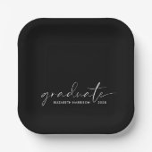 Assiettes En Carton Chic Script Black Graduation Party (Recto)