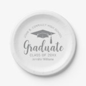 Assiettes En Carton Chic Silver Grey Graduate Custom Graduate Party (Devant)