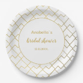 Assiettes En Carton Chic tendance Géométrique Blanc doré (Devant)