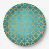 Assiettes En Carton Chic Turquoise Turquoise Marocain Quatrefoil Motif (Devant)