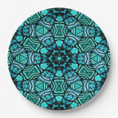 Assiettes En Carton Chic Turquoise Turquoise Retro Oriental Mosaic Mot (Devant)