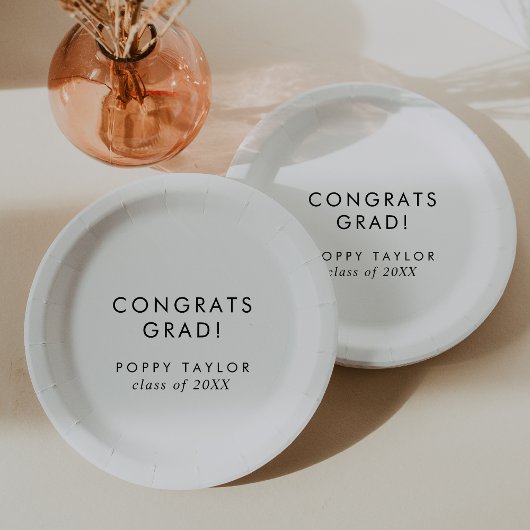Assiettes En Carton Chic Typographie Congrats Grad Grad Grad Graduatio
