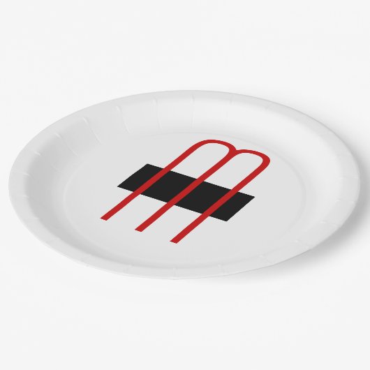 Assiettes En Carton Chic Unique Monogramme Noir Blanc Plaine Simple (Angle)