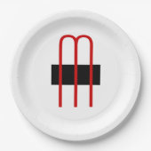Assiettes En Carton Chic Unique Monogramme Noir Blanc Plaine Simple (Devant)