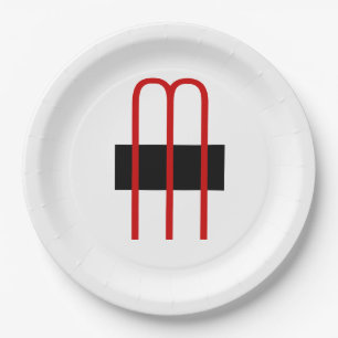 Assiettes En Carton Chic Unique Monogramme Noir Blanc Plaine Simple