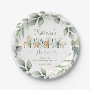 Assiettes En Carton Chic verdure Jungle Animaux Baby shower Neutre