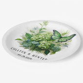 Assiettes En Carton Chic Vert Hydrangea Floral Butal Mariage (Angle)