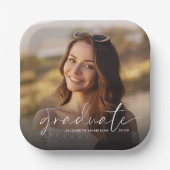 Assiettes En Carton Chic White Script Photo Overlay Party (Recto)