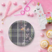 Assiettes En Carton Chic Winter Check Floral Plaid Farmhouse (Fête)