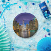 Assiettes En Carton Chicago Illinois la nuit (Fête)