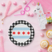 Assiettes En Carton Chicago Plate, buffalo plaid USA & Chicago Flag (Fête)
