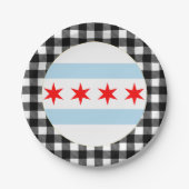 Assiettes En Carton Chicago Plate, buffalo plaid USA & Chicago Flag (Devant)