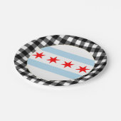 Assiettes En Carton Chicago Plate, buffalo plaid USA & Chicago Flag (Angle)