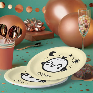 Assiettes En Carton Chick gai - Kawaii Bird Line Art"