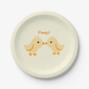 Assiettes En Carton Chick Peep Jaune garçon ou Baby shower fille