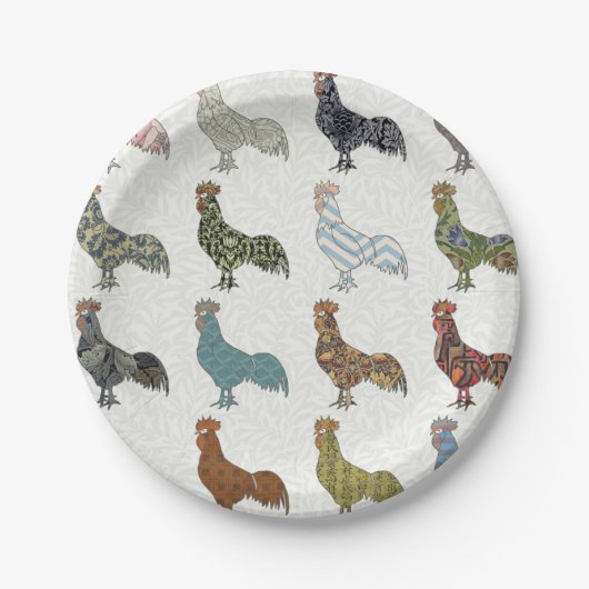 Assiettes En Carton Chicken Rooster Coloré ferme Motif (Devant)
