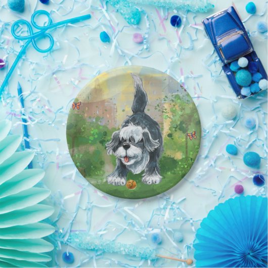 Assiettes En Carton Chien à mouton escarpé (Fête)