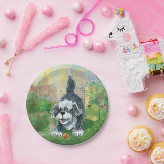 Assiettes En Carton Chien à mouton escarpé (Fête)