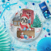 Assiettes En Carton Chien à tête blanche dans la neige Maison de Chien (Fête)