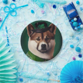 Assiettes En Carton Chien akita en tenue de la Saint Patrick's Day (Fête)