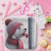 Assiettes En Carton Chien Avec Langue Sur Pole Drapeau Gelé (Fête)